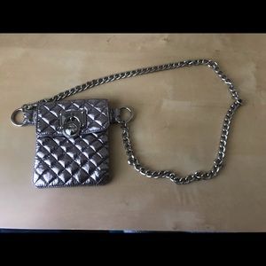 Michael KORS quilted pink/silver crossbody beltbag